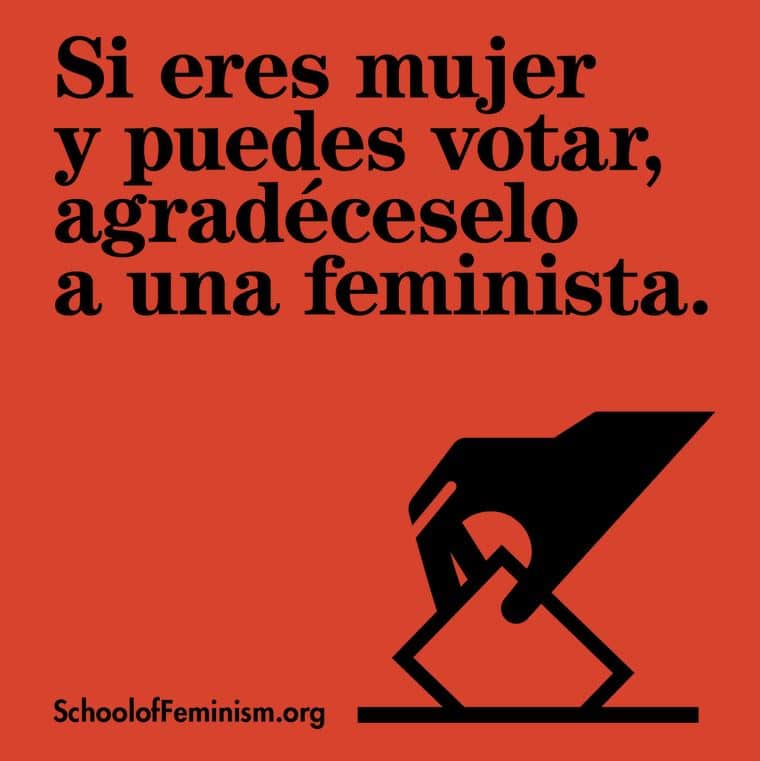 Il poster di Think a Feminist in lingua spagnola sul sito del collettivo