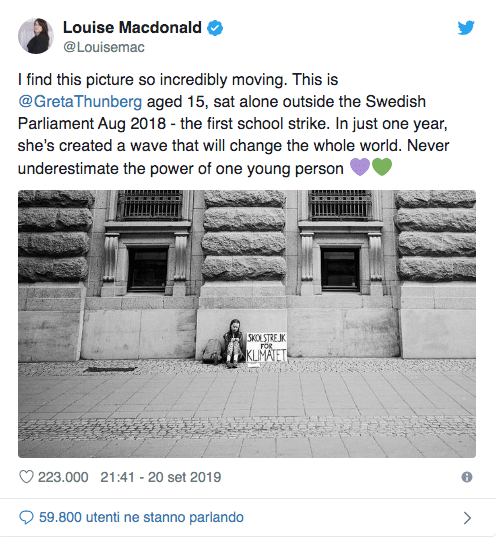 greta thunberg foto primo sciopero