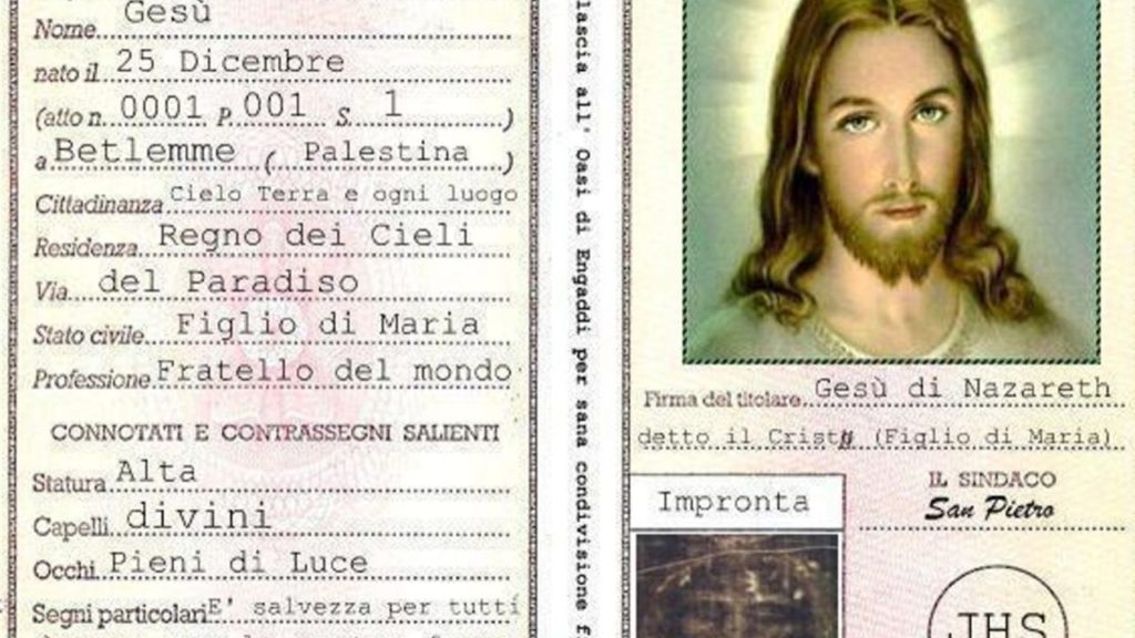 carta identità Gesù