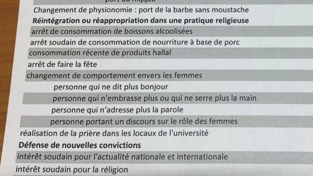 francia questionario università radicalizzazione
