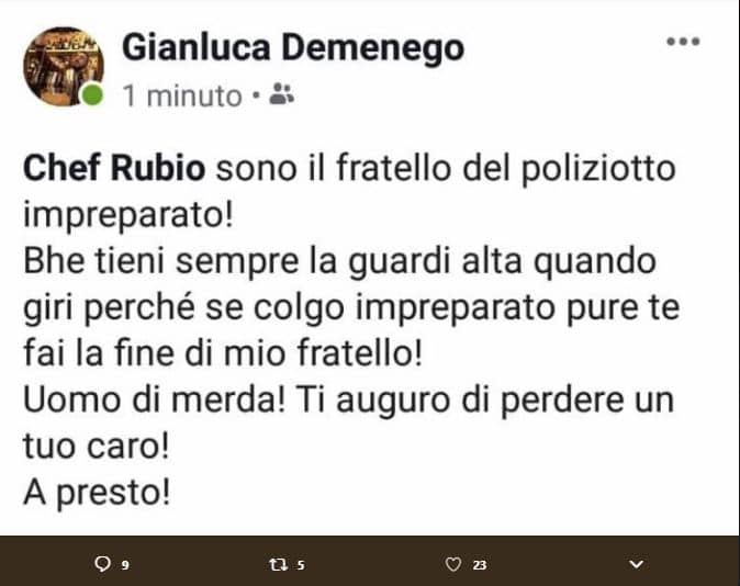 fratello risposta chef rubio sparatoria trieste