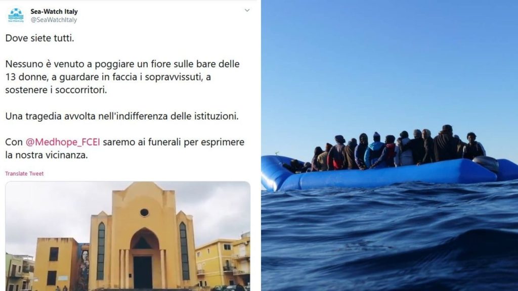 funerale naufragio lampedusa istituzioni assenti sea watch denuncia