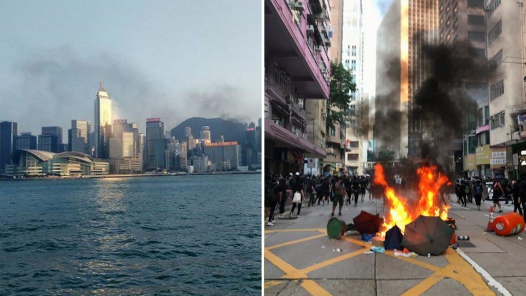 Hong Kong spari polizia manifestante
