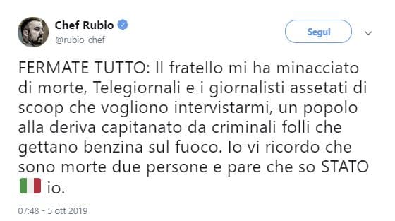 risposta chef rubio fratello tweet