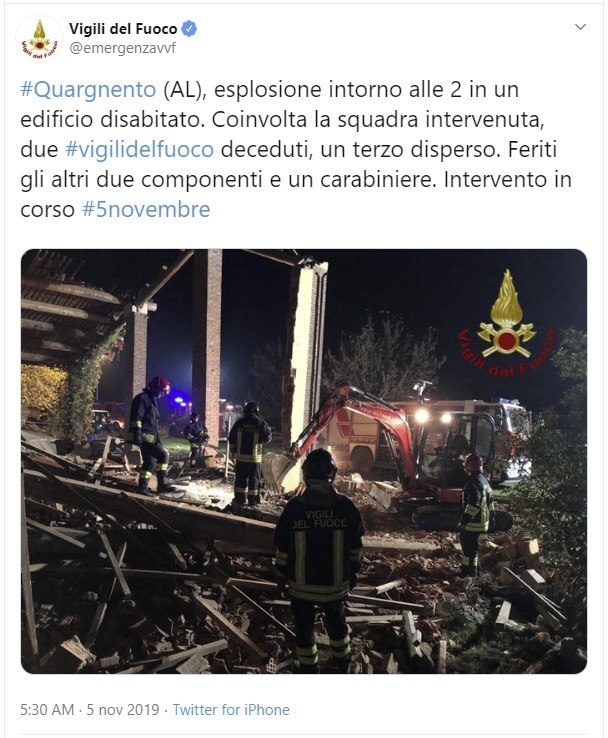 vigili del fuoco morti