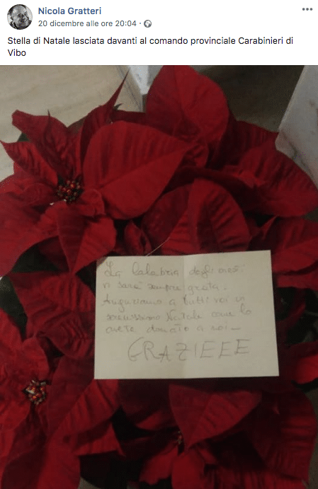 ringraziamenti carabinieri blitz 'Ndrangheta