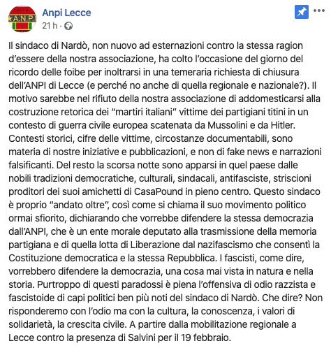 sindaco nardò anpi lecce