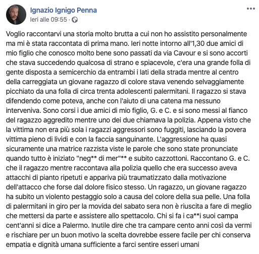 aggressione razzista palermo