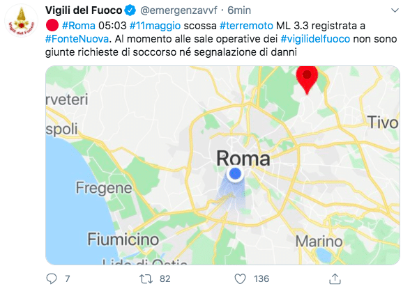 terremoto oggi roma