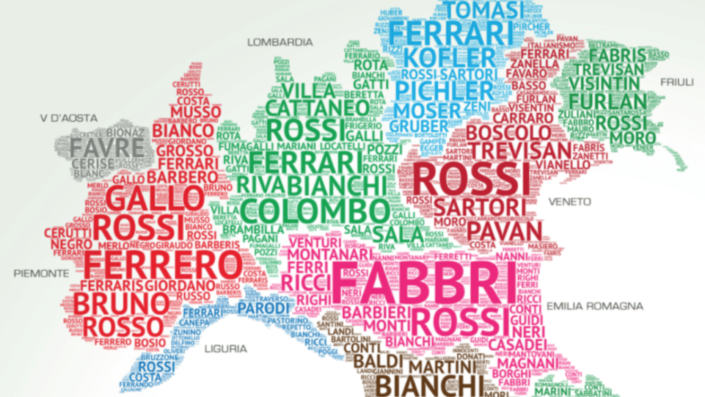 Cognome Regione, Cognomi Italia