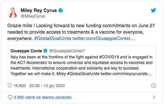 miley cyrus giuseppe conte