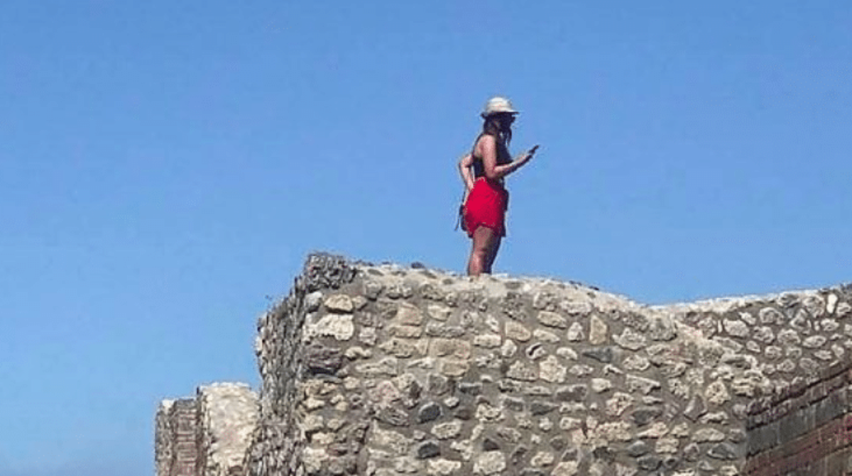 turista selfie pompei