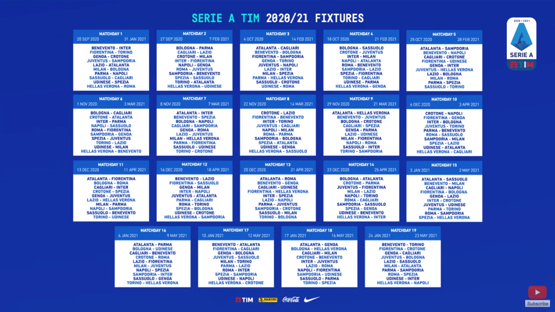 calendario serie a