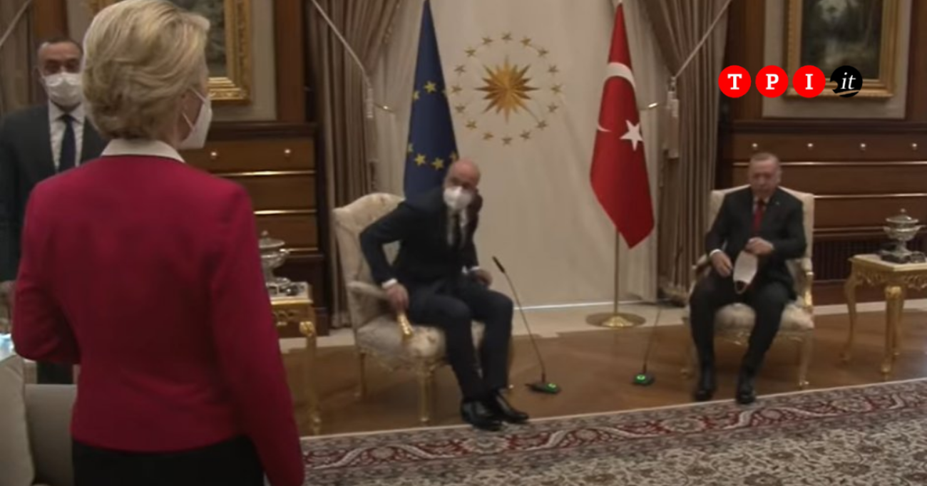  Erdogan  riceve vertici Ue ma non d  sedia d onore a Ursula 