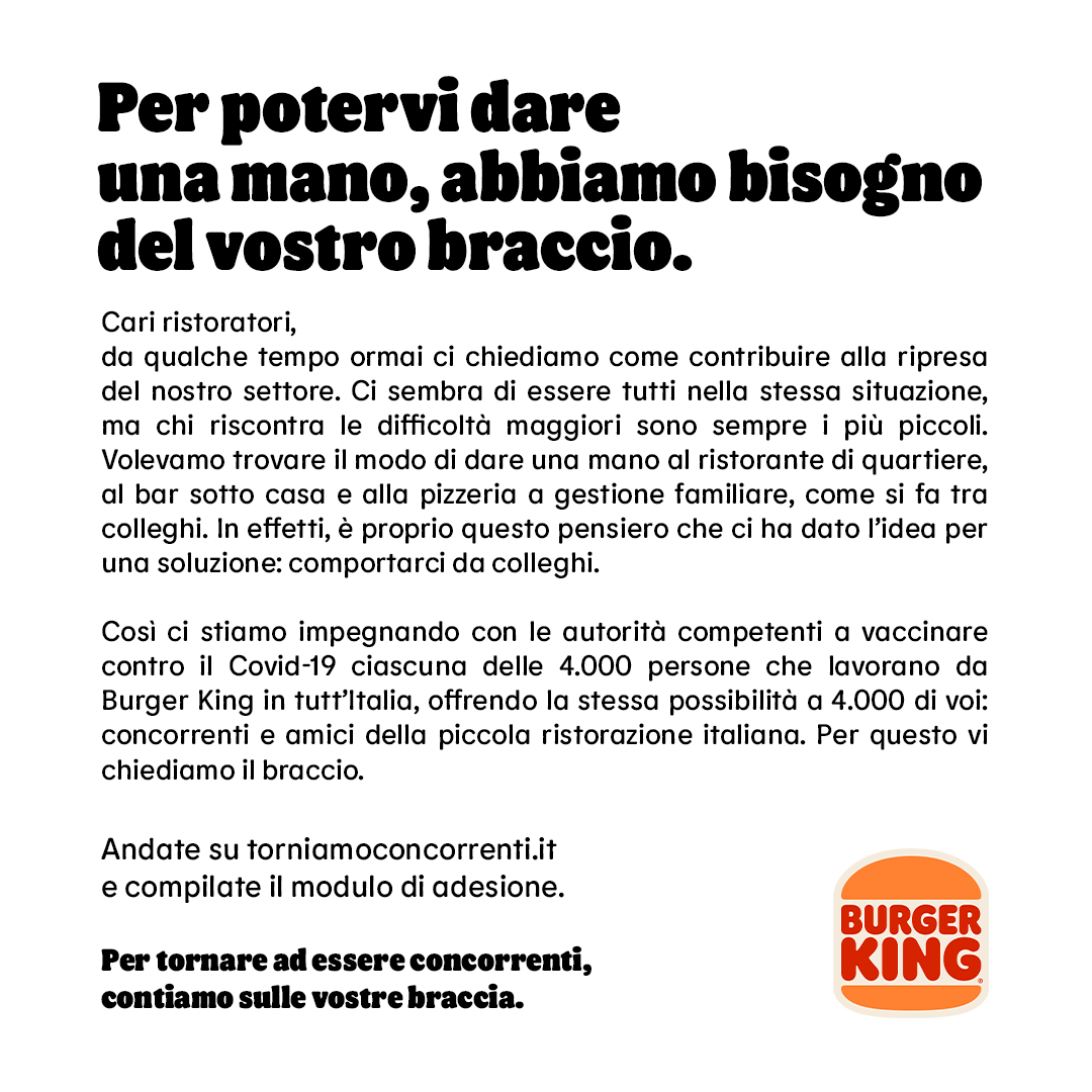 burger king vaccino