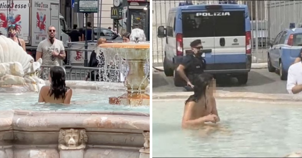 roma donna nuda fontana piazza colonna