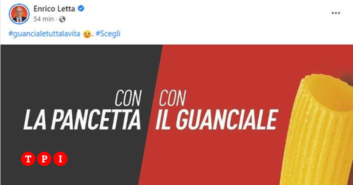 "Pancetta o guanciale" lo slogan di Letta diventa virale