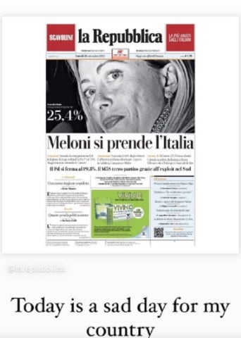 Le reazioni dei vip alla vittoria di Meloni alle elezioni, Damiano dei Maneskin: “Brutto giorno per l’Italia”. Ferilli: “Il treno viaggia in orario”