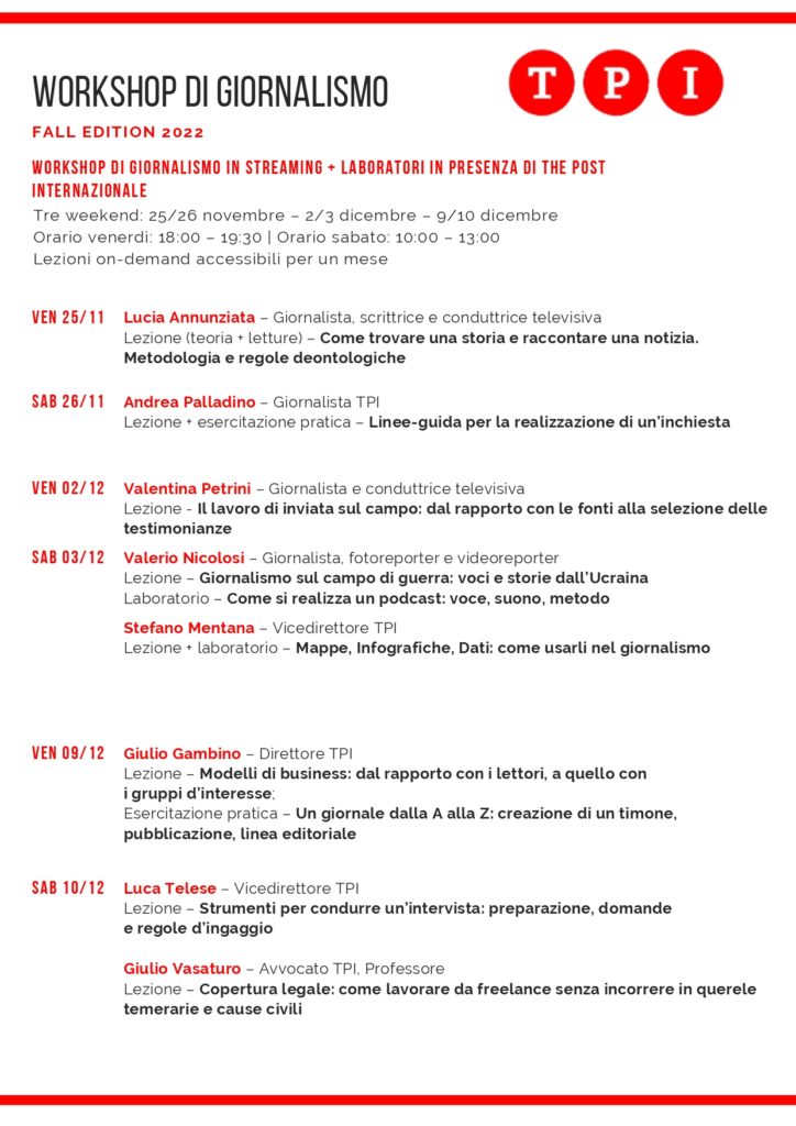 workshop giornalismo