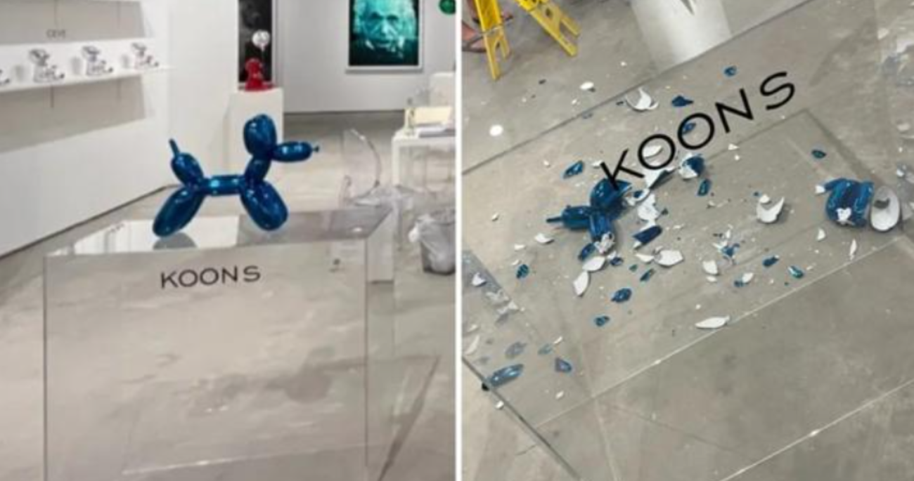 koons balloon dog opera d'arte distrutta