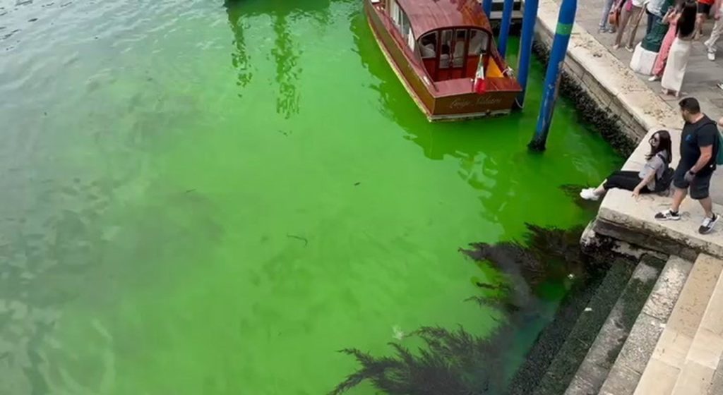 acqua verde fluo venezia canal grande cosa è successo