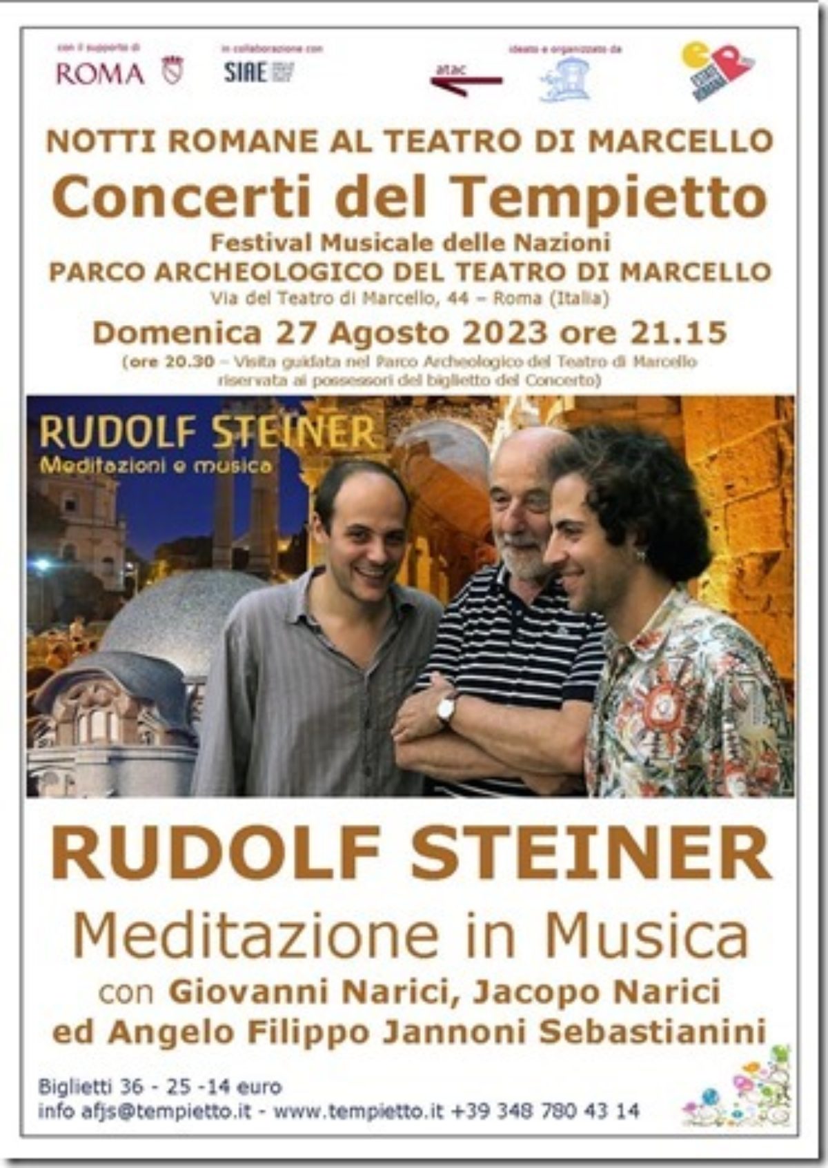 Roma, Concerti del Tempietto: il 27 agosto al Teatro di Marcello Rudolf Steiner - Meditazione in Musica