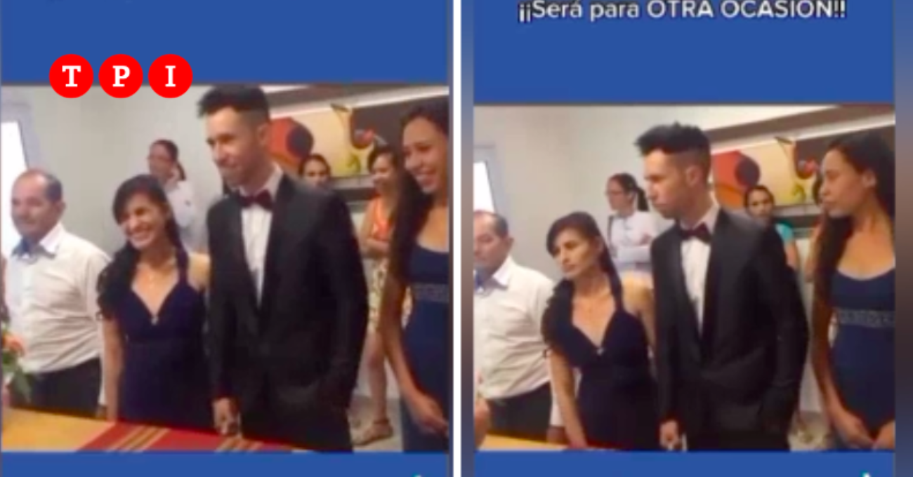 The bride jokes and says "no" during the ceremony but the officiant