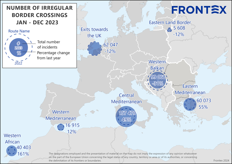 Frontex migranti irregolari Ue 2023