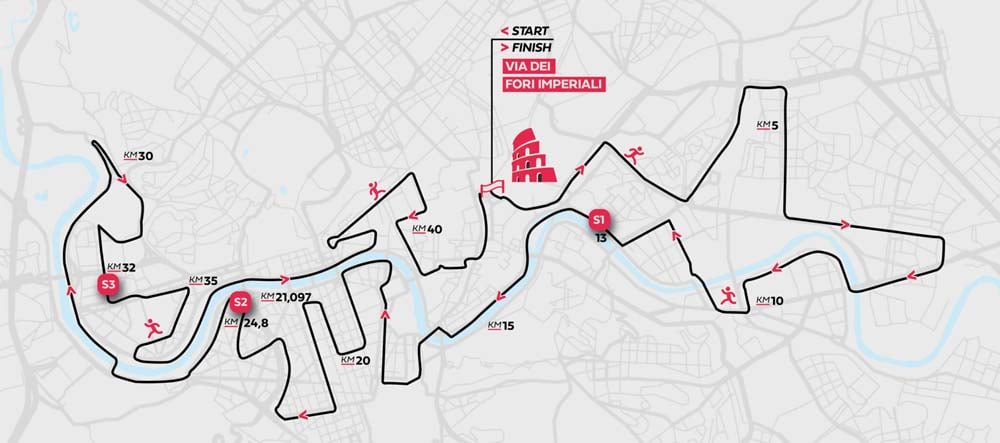 maratona di roma 2024 percorso vie strade